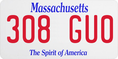MA license plate 308GU0