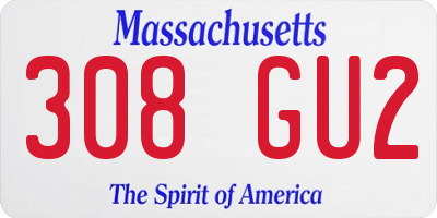 MA license plate 308GU2