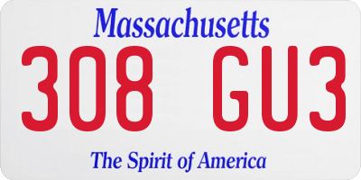 MA license plate 308GU3