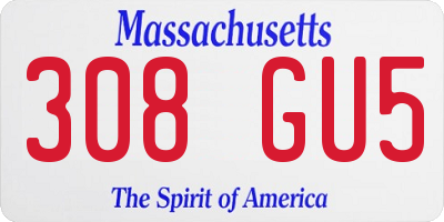MA license plate 308GU5