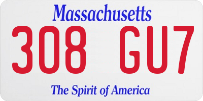 MA license plate 308GU7