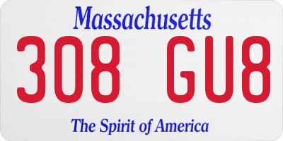 MA license plate 308GU8