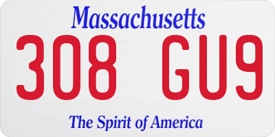 MA license plate 308GU9