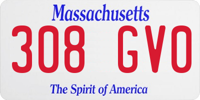 MA license plate 308GV0