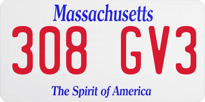 MA license plate 308GV3