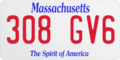MA license plate 308GV6