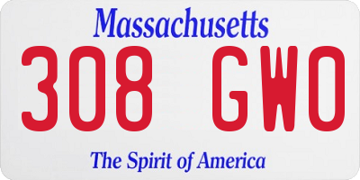 MA license plate 308GW0
