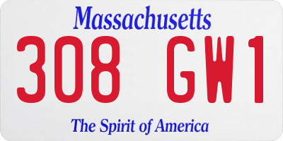 MA license plate 308GW1