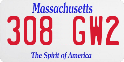 MA license plate 308GW2