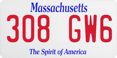 MA license plate 308GW6
