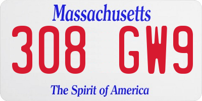 MA license plate 308GW9