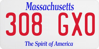 MA license plate 308GX0