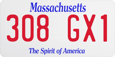 MA license plate 308GX1