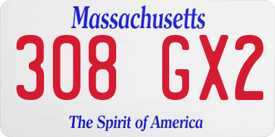 MA license plate 308GX2