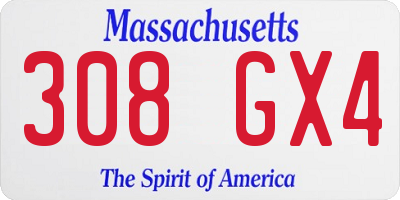 MA license plate 308GX4