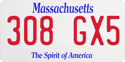 MA license plate 308GX5