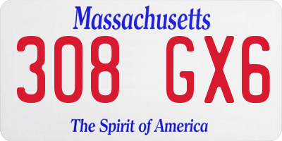 MA license plate 308GX6