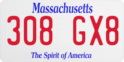 MA license plate 308GX8