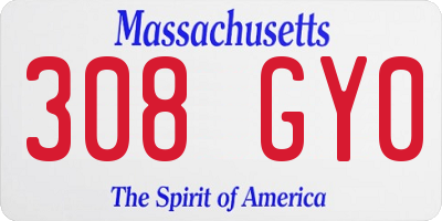 MA license plate 308GY0