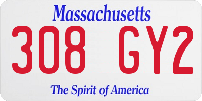 MA license plate 308GY2
