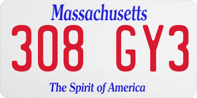 MA license plate 308GY3