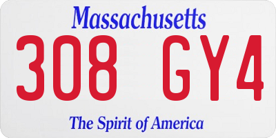 MA license plate 308GY4