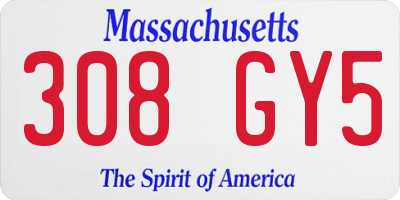MA license plate 308GY5