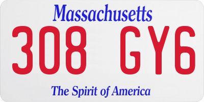 MA license plate 308GY6