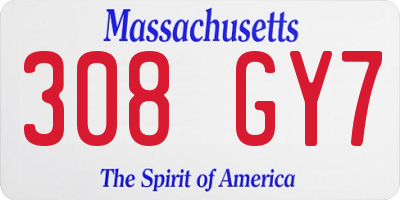 MA license plate 308GY7
