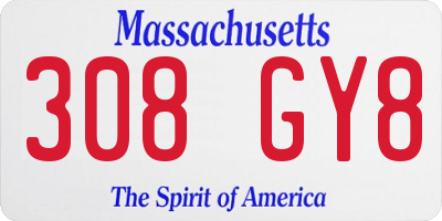 MA license plate 308GY8