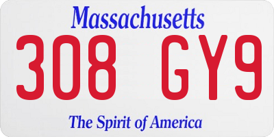 MA license plate 308GY9