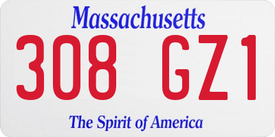 MA license plate 308GZ1