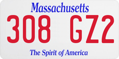 MA license plate 308GZ2
