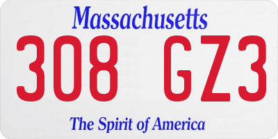 MA license plate 308GZ3