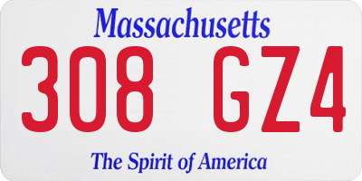 MA license plate 308GZ4