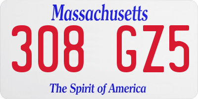 MA license plate 308GZ5