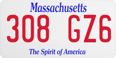 MA license plate 308GZ6