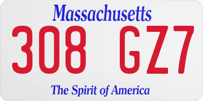 MA license plate 308GZ7