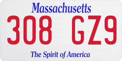 MA license plate 308GZ9