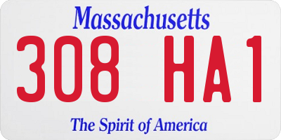 MA license plate 308HA1
