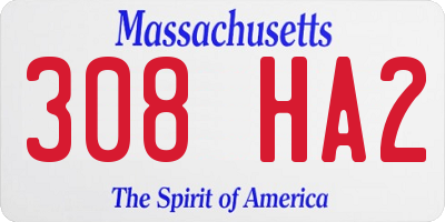 MA license plate 308HA2