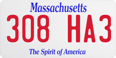 MA license plate 308HA3