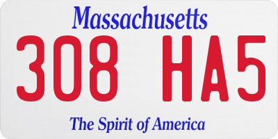 MA license plate 308HA5