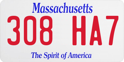 MA license plate 308HA7