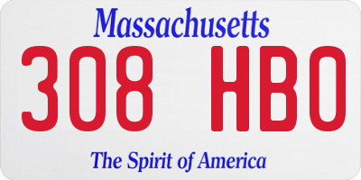 MA license plate 308HB0