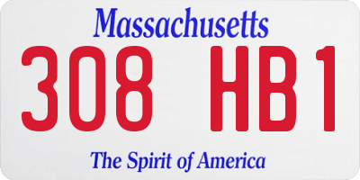 MA license plate 308HB1