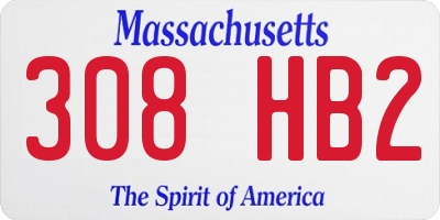 MA license plate 308HB2