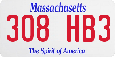 MA license plate 308HB3