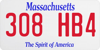 MA license plate 308HB4