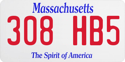 MA license plate 308HB5